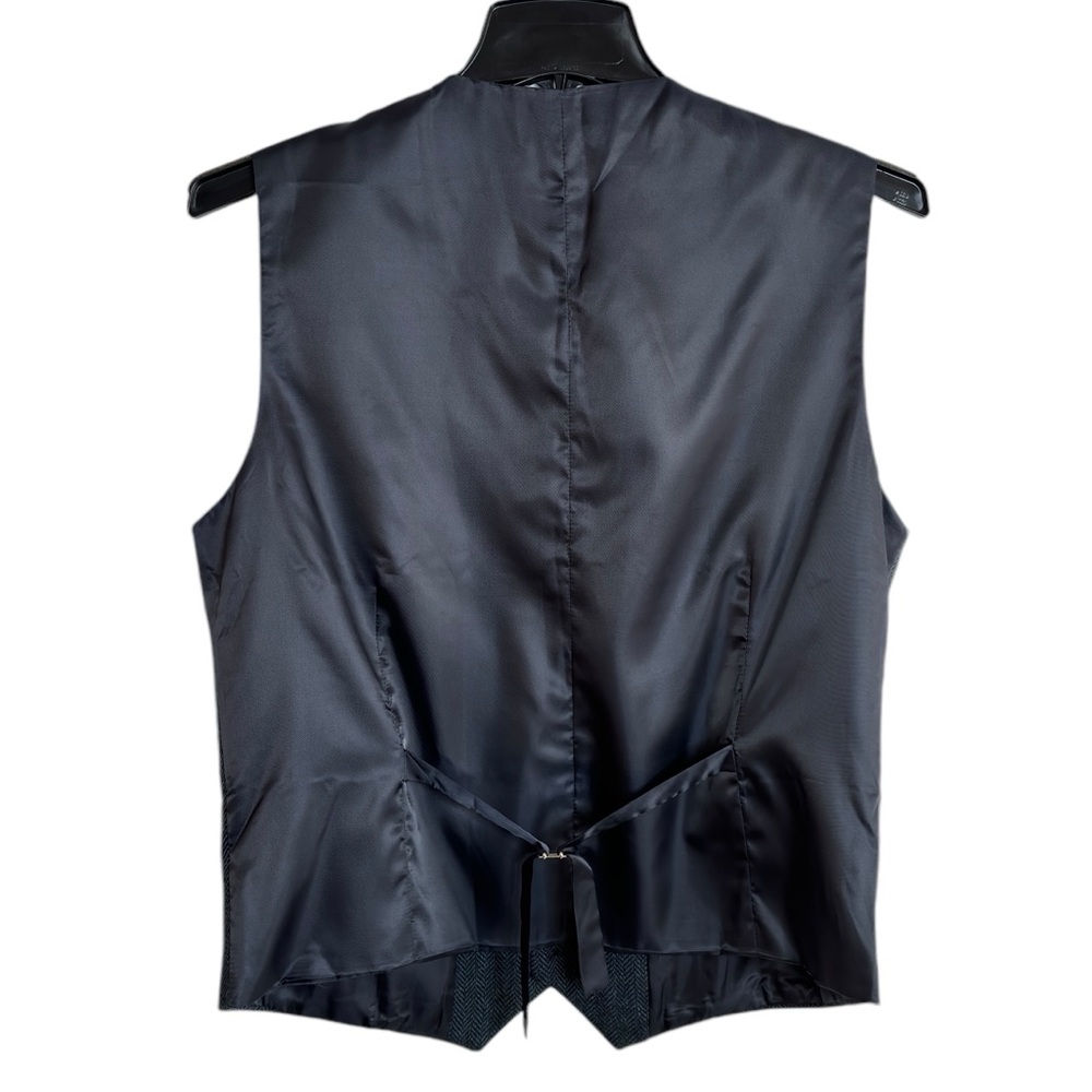 Paul Jones Wool Blend Navy Tweed Herringbone Waistcoat Vest Mens Medium Classic - Picture 3 of 13